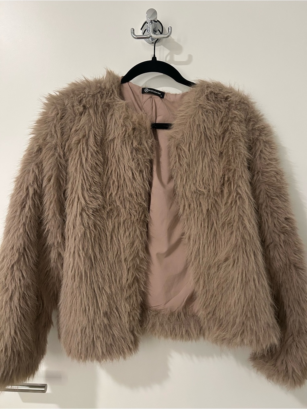 Women's Taupe Faux Fur Teddy Jacket - Cozy Chic